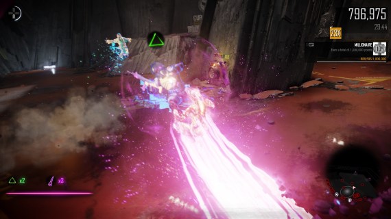 Getting into a destructive combo rhythm leads to high arena scores.